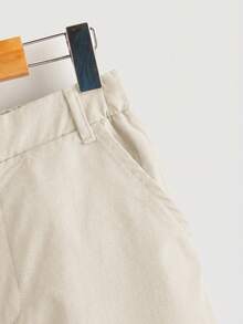 Pantalones largos de unicolor con bolsillo, casuales y versátiles para uso diario, para niño preadolescente - Albaricoque - Ver 4