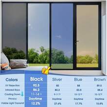 1 Rolle Einweg-Tageslicht-Fenster-Privatsphäre-Folie, von innen nach außen sichtbar, nicht von außen nach innen, Fensterfolie für Zuhause, reflektierende Spiegelglas-Fensterabdeckung, Sonnenschutz, Hitze- und UV-Schutz - Silber - Übersicht 8