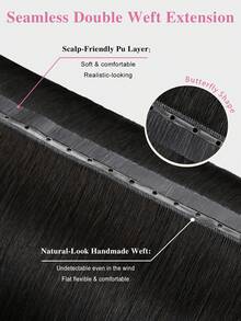 Extensiones de cabello con doble trama invisible sin pegamento de Remy con microperlas, extensiones de cabello con doble trama de PU, extensiones de trama invisible sin costuras con perlas - S1B - Ver 8