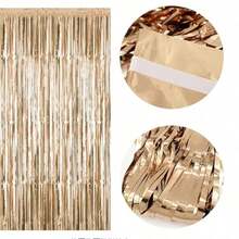 3pcs/Set 100*200cm Gold Tassel Ribbon, Curtain Shiny Metallic Texture Design, Suitable For Photography Studio Props, Birthday Party, Bridal Shower, Wedding Decoration, Background Curtain, Party Decoration, Photo Booth Props - multicolor - View 5