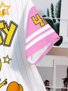 LOONEY TUNES X SHEIN 女士圆领短袖休闲T恤，全印花 - 白色 - 查看 4