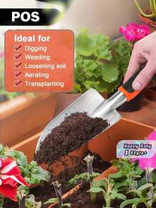 1PC Small Size Stainless Steel Heavy Duty Ergonomic Rustproof With Blade For Digging Planting Weeding Orange Garden Trowel Hand Shovel Outdoor Gardening Essential - A - View 1