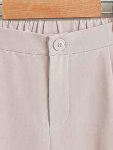 Tween Boy Solid Color Casual Versatile Daily Wear Long Pants - Apricot - View 3