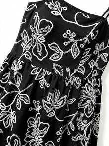 Rometta Große Größen elegantes Vintage Lässig Kleid mit Cut Out Stoff und Spaghettiträgern für den Sommer, geeignet für den täglichen Gebrauch, Dates, Treffen, Urlaub und andere Anlässe - Schwarz - Übersicht 4