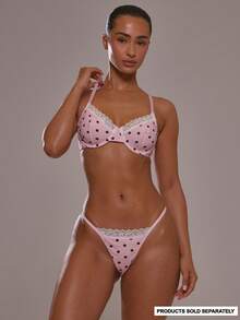 MUSERA Pink Polka Dot Lace Trim Edge Underwired Bust Bra - Pink - View 2