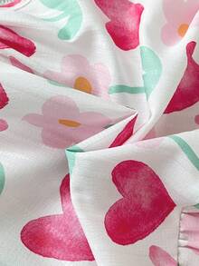 SHEIN Playful Pals 2件組夏季女童洋裝，蝴蝶結肩帶純色與花卉印花洋裝套裝，適合休閒日常穿著，女童專屬 - 彩色 - 查看 5