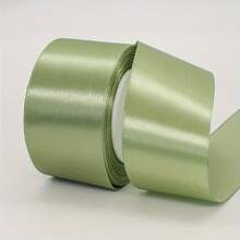 1pc 22cm/8.66inch Sage Green Satin Ribbon, Multiple Sizes Available:1cm/1.5cm/2cm/2.5cm/4cm/5cm, Silk-Like Satin Ribbon, Morandi Color, Handmade Ribbon For Wedding Bouquet Packaging, Fade-Resistant, Anti-Static, DIY Hair Accessory Material - sage green - View 5