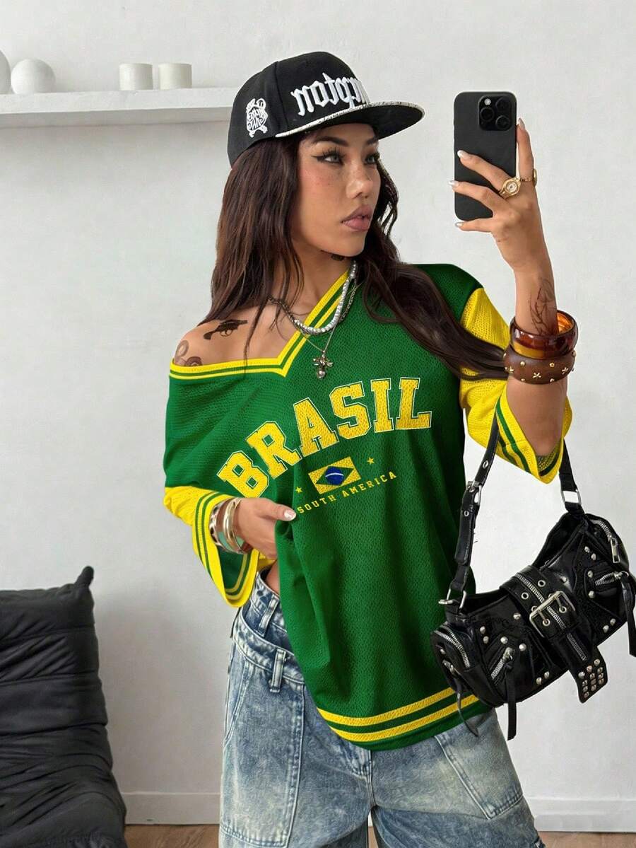 Coolane Casual Minimalist Letter & Number Graphic T-Shirt For Women, Suitable For Summer - Multicolor - View 1