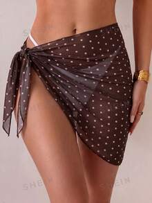 SHEIN Swim 女款波點百褶夏季沙灘罩裙 - 彩色 - 查看 1