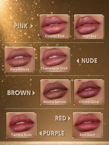 SHEGLAM Stardust Swipe أحمر شفاه سائل بلمعة جليتر-525 Orbital Glow ملمع شفاه لمعة جليتر فورية لمسة نهائية مطفية طويلة الأمد مقاوم للانتقال ومقاوم للتلطيخ ماركة تجميل ومكياج للنساء والفتيات - 525 Orbital Glow - مشاهدة 6