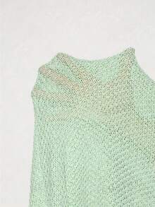 Barévion Women's Sexy Tropical Solid Color Knit Dress Beach Vacation Party Mint Green Autumn - Mint Green - View 7