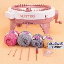 MAZHA Sentro 22/40/48 針手工編織織機套件，DIY 成人圍巾、帽子、毛衣與襪子，附排數計數器 - 粉色 - 查看 1