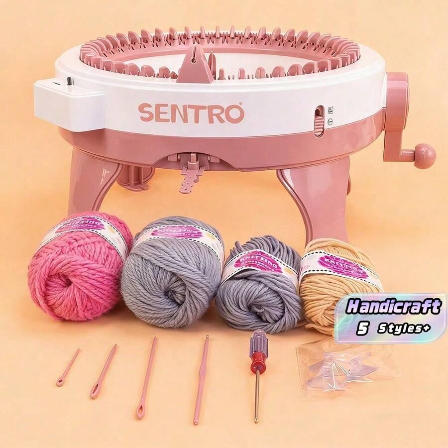 MAZHA Sentro 22/40/48 針手工編織織機套件,DIY 成人圍巾、帽子、毛衣與襪子,附排數計數器 - 粉色 - 查看 1