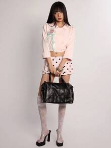 Rina Fox Women's Casual Design Double-Breasted Pink Lightweight Jacket - Pink - View 3