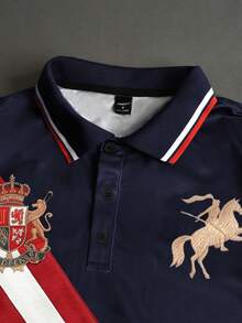 STYNVO 男士條紋短袖休閒通勤 Polo 衫 - 藏蓝色 - 查看 3