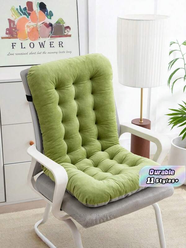 1Pc Fashion Thick Seat Cushion With Lumbar Support Backrest, Multi-Purpose Comfort Pad For Office Chair Sofa, Hand Woven Polyester Cover With Polyester Fiber Filling, No Power & Battery Required, Elegant Home Decor, Perfect Christmas Gift