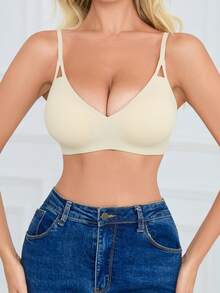 SHEIN 女款無縫內衣，1件裝 - 杏色 - 查看 5