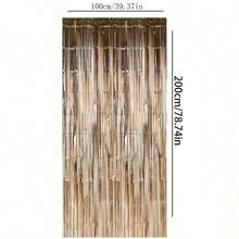 3pcs/Set 100*200cm Gold Tassel Ribbon, Curtain Shiny Metallic Texture Design, Suitable For Photography Studio Props, Birthday Party, Bridal Shower, Wedding Decoration, Background Curtain, Party Decoration, Photo Booth Props - multicolor - View 4