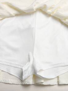 SHEIN 青少年女孩純白色修身短袖T恤與裙子2件套，短袖套裝 - 白色 - 查看 11
