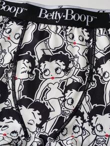 Betty Boop x SHEIN 女款字母腰帶休閒舒適低腰內褲 - 黑與白 - 查看 3