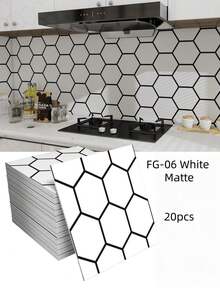 20片裝 3D牆面貼紙，仿瓷磚貼紙，防水防潮，適用於浴室與廚房 - 20pcs - 查看 11