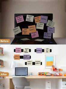 4PCS High Density Self Adhesive Felt Bulletin Board Strips Easy Install No Damage Wall Removable Pin Board For Notes Photos Schedule Office Wall Decor With 12 Free Staplers Random Color - A - View 6