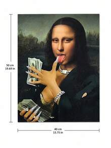 Joivida 1pc Funny Mona Lisa Parody Canvas Wall Art, Unframed Classic Portrait Print Poster, Quirky Modern Decorative Painting For Living Room, Bedroom, Dorm, Office, Cafe, Apartment Home Decor & Gift - multicolor - View 17