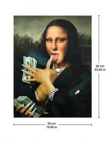 Joivida 1pc Funny Mona Lisa Parody Canvas Wall Art, Unframed Classic Portrait Print Poster, Quirky Modern Decorative Painting For Living Room, Bedroom, Dorm, Office, Cafe, Apartment Home Decor & Gift - multicolor - View 15
