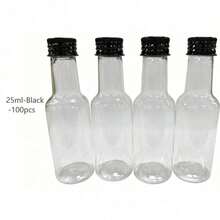 50 piezas Botella de vino pequeña - 25 ml/50 ml/100 ml/150 ml Botella de plástico, Botella de helado de plástico, Botella pequeña para celebraciones y fiestas, Botella de mini jugo para bodas y fiestas, Accesorios portátiles para el Día Nacional - Dorado - Ver 15