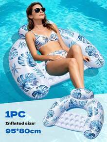 1 Set Thickened Adult Pvc Inflatable Pool Float - Fruit Design Floating Mat, Pool Hammock. Suitable For Adult Pool, Beach And Other Water Activities. Multi-Functional Pvc Pool Float, Combining Lounge Chair And Drifting Functions, Ideal Choice For - Maple Leaf Style - View 9