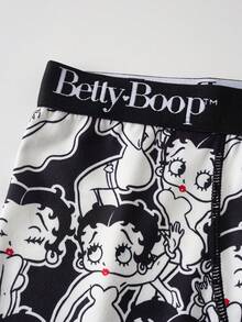 Betty Boop x SHEIN 女款字母腰帶休閒舒適低腰內褲 - 黑與白 - 查看 4