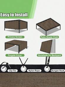 1Pc UV-Resistant HDPE Sunshade Tarp With Metal Eyelets, Tear-Resistant & Durable, Easy Assembly, Sun Protection And Privacy Screen For Patio, Garden, Gazebo, Doghouses And Plants - multicolor - View 7