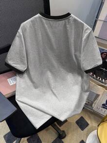 Manfinity Joysei 男士標準尺寸標語汽車印花圓領短袖休閒T恤 - 黑色 - 查看 3