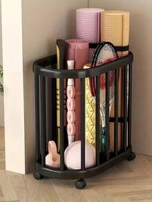 Wheeled Rolling Storage Organizer Basket, Open Grid Space-Saving Storage Box, Durable Easy-Clean Plastic Structure, Black & White Optional, For Yoga Mat Fitness Gear, Bathroom Laundry, Home & Office Storage - Multicolor - View 10