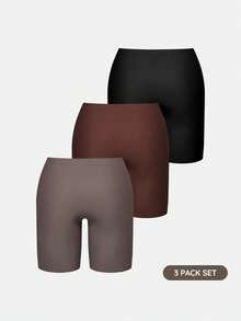 SHEIN 3pcs High Waist Solid Color Shorts For Women - Multicolor - View 2