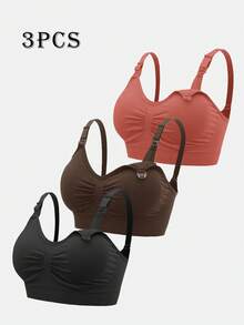 SHEIN 女款 2026 熱銷時尚舒適極簡純色高 CP 值高品質無縫孕婦哺乳內衣 3 件組 - 彩色 - 查看 7