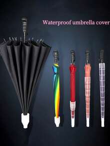 1pc Waterproof Plastic Umbrella Cover, Telescopic Umbrella Sleeve With Drip Protector, Transparent,Waterproof And Durable, Easy To Store,Suitable For Travel And Outdoor Use, Travel Hiking Essentials, Portable Tools, Summer Essentials, Summer Portable - White - View 5