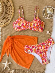 SHEIN Tween Girls Vacation Style Casual Bikini Set - Multicolor - View 1