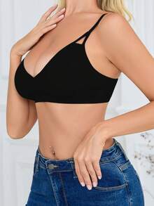 SHEIN 女款無縫內衣，1件 - 黑色 - 查看 4