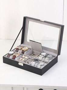 1pc Multifunctional Desktop Watch Storage Box For Men Women Mechanical Watch Organizer, Black Watch Case, Dustproof, Waterproof, Scratchproof, Suitable For Collecting And Displaying Watches, Rings, Earrings, Necklaces, Bracelets And Other Jewelry - Multicolor - View 10