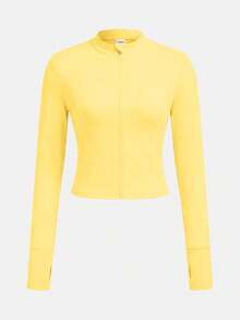 SHEIN Tween女孩休閒純色咖啡棕長袖上衣與喇叭褲2件套 - 黃色 - 查看 4