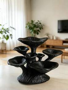 1 pieza Estante con ganchos creativos en forma de hongo, soporte para joyas, organizador artístico para dormitorio, oficina, sala de estar, regalo para San Valentín, Día de la Madre, Día del Padre, boda y hogar - Negro - Ver 4