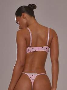 MUSERA Pink Polka Dot Lace Trim Edge Underwired Bust Bra - Pink - View 4