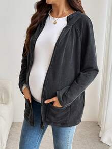SHEIN Maternity Casual Hooded 3-In-1 Jacket For Spring And Autumn Women Winter Coat Women's Winter Coats Fall - Black - View 4