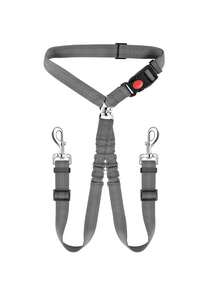 1Pc Adjustable Dual Dog Car Seat Belt, Elastic Retractable Pet Vehicle Safety Leash, Shock Absorbing Travel Restraint For Two Dogs Driving Trip - Multicolor - View 8