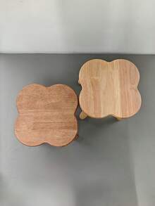 1PC Compact Vintage Solid Wood Clover Shaped Multi Functional Stool Footrest Bench For Sofa Office Entryway Shoe Bench Living Room Coffee Table Reaching Stool Outdoor Picnic Resting Seat Natural Wood Color Durable Sturdy Stable Non Slip Base - Multicolor - View 5