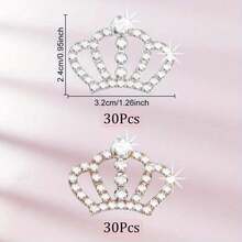 30/60Pcs Mini Crown Shaped Rhinestone Charms, Crystal Crown Decorations For DIY Crafts, Jewelry, Nail Art, Sewing Accessories - multicolor - View 2