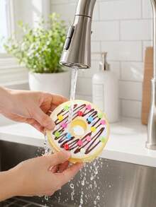 Zazumi 4Pcs/8Pcs Donut Shaped Dish Washing Sponge, Soft Porous Foam With Round Ring Silhouette, Rich Foam Generating, Water Absorbent And Fast Drying Surface Cleaner, Kitchen Scrub Pad For Tableware Pot Pan Daily Cleaning Tasks - multicolor - View 4