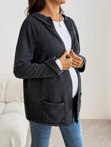 SHEIN Maternity Casual Hooded 3-In-1 Jacket For Spring And Autumn Women Winter Coat Women's Winter Coats Fall - Black - View 2