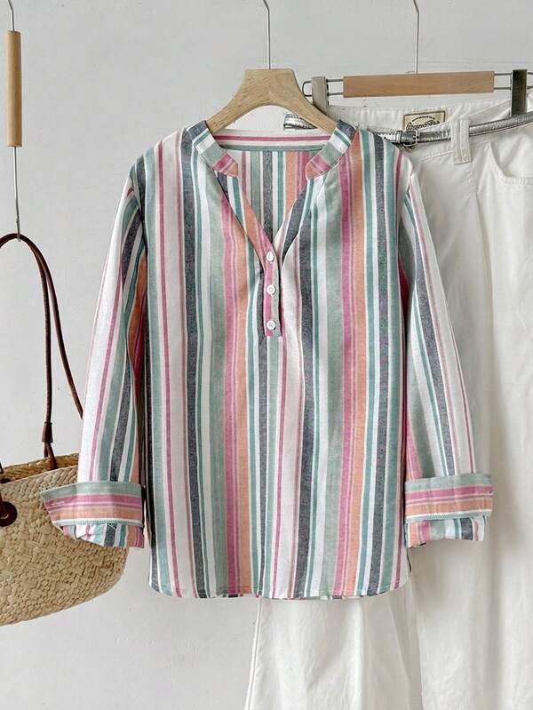 Tseoso Women's Casual Striped Shirt For Vacation